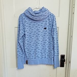 Naketano cowl neck paper boat print sweatshirt